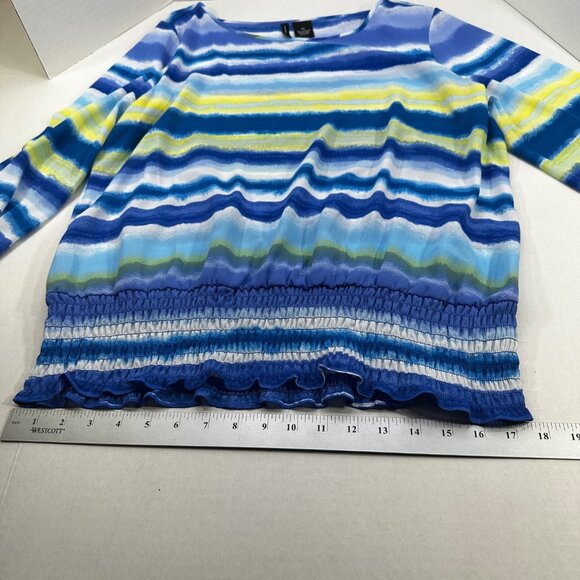 New Directions Women's Size XL Long Sleeve Top Blue Striped Preowned - Picture 10 of 12